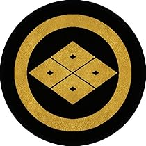 紋入り　盆　（縦四つ目丸） 丸に角立四つ目